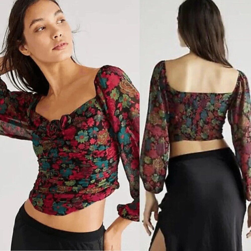 Free People Haut Oh Lala in Black Motif Size Large NWT $128